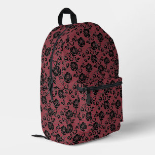 Faux Black Lace Rose Fishnet Red Backpack