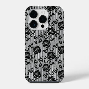 Faux Black Lace Roses Fishnet iPhone Case