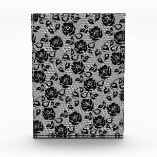 Faux Black Lace Roses Fishnet Photo Block