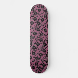 Faux Black Lace Roses Fishnet Skateboard