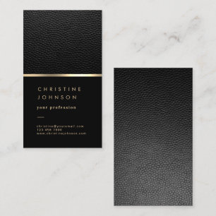 faux black leather business card