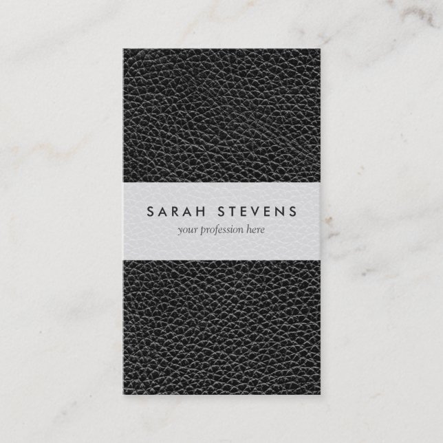 Faux Black Leather Business Card (Front)