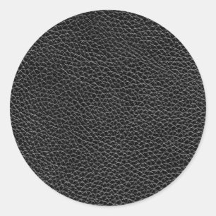 Faux Black Leather Classic Round Sticker