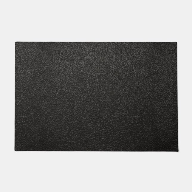 Faux Black Leather Father's Day Gift Doormat (Front)