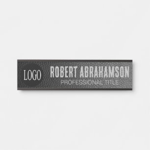 Faux Black Leather Logo Office Door SIgn