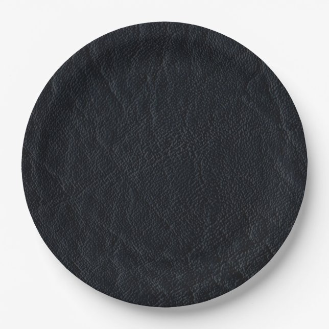 Faux Black Leather Paper Plate (Front)
