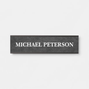 Faux Black Leather Personalised Door Sign
