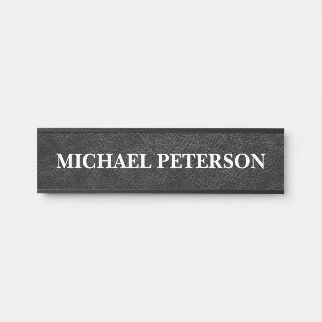 Faux Black Leather Personalised Door Sign (Front)