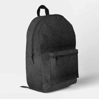 Faux Black Leather Printed Backpack