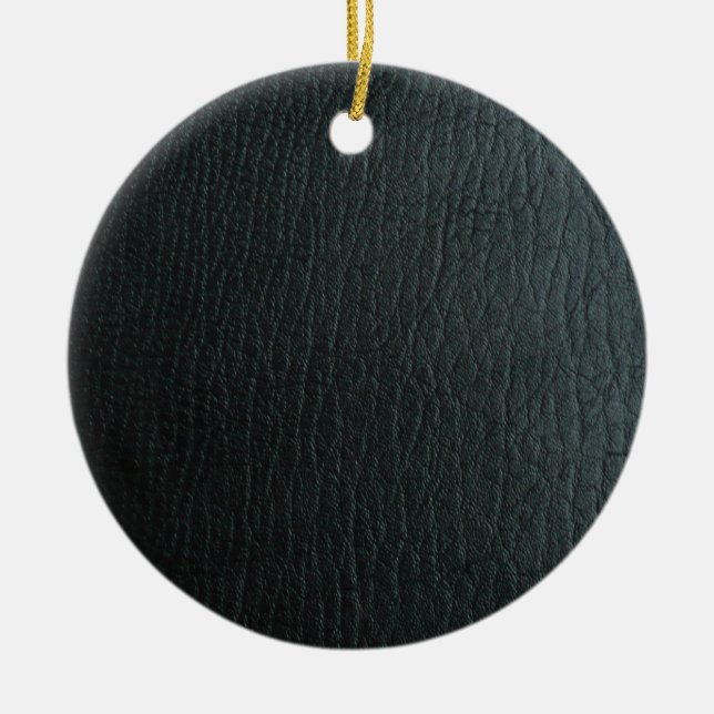 Faux Black Leather Texture Ceramic Tree Decoration (Front)
