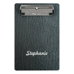 Faux Black Leather Texture Mini Clipboard
