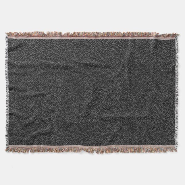 Faux Black Leather Throw Blanket (Front)