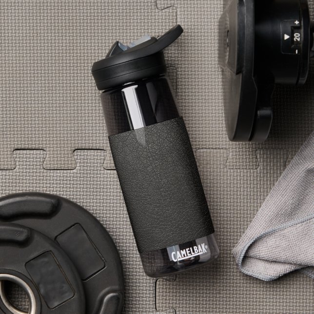 Faux Black Leather Water Bottle (Gym)