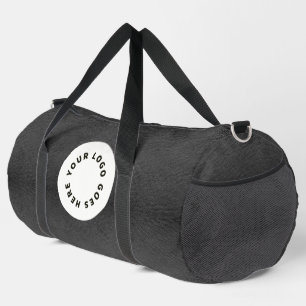Faux Black Leather With Logo Duffle Bag