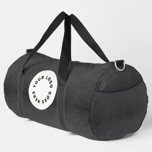 Faux Black Leather With Logo Duffle Bag (Right Corner)