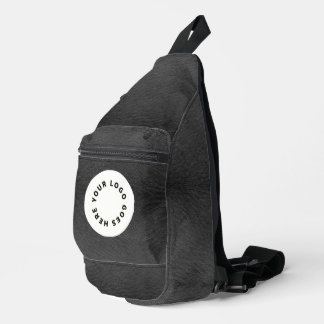 Faux Black Leather With Logo Sling Bag