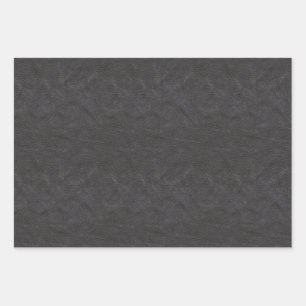 Faux Black Leather Wrapping Paper Sheet