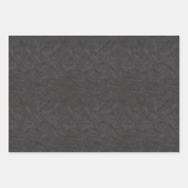 Faux Black Leather Wrapping Paper Sheet (Front)