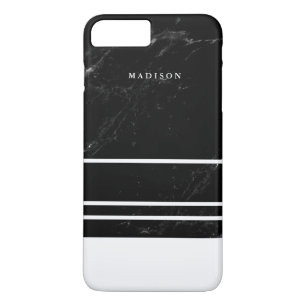 Faux Black Marble and Minimalist White Stripes iPhone 8 Plus/7 Plus Case