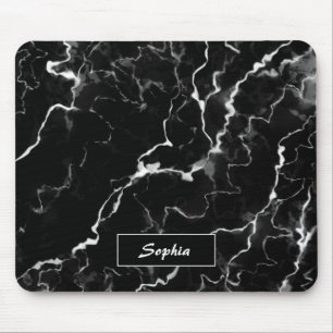 Faux Black Marble Texture Look With Custom Name Mouse Mat