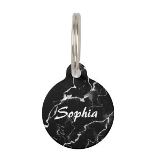 Faux Black Marble Texture Look With Custom Name Pet Tag