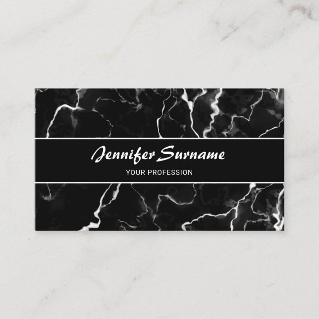 Faux Black Marble Texture Look With Custom Text Business Card (Front)