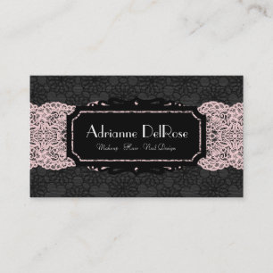 Faux Black Pink Lace French Vintage Business Card