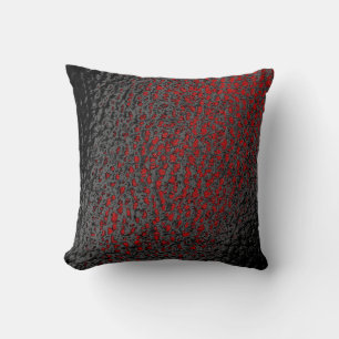 Faux Black & Red Leather Design Cushion
