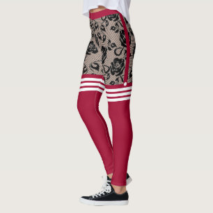 Faux Black Roses Fishnet with Over The Knee Socks Leggings