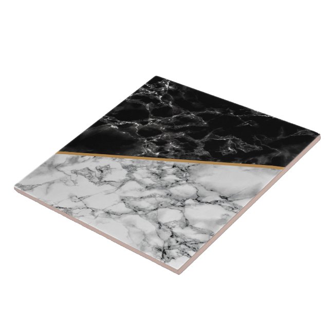 Faux Black White Marble Ceramic Tile (Side)