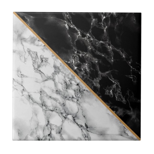 Faux Black & White Marble Stone - Luxury Tile (Front)