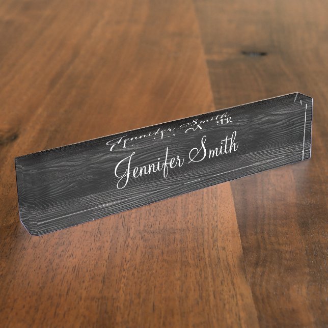 Faux Black Wood Grain Nameplate (Side)