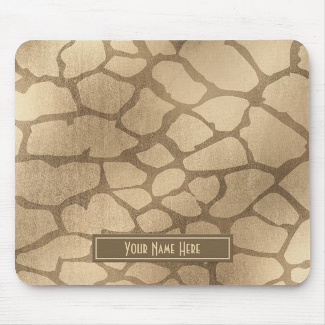 Faux “Blonde” Gold Giraffe Print Personalised Mouse Mat (Front)