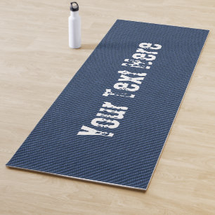 Faux Blue Denim Fabric Yoga Mat with Custom Text