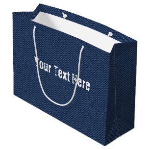 Faux Blue Denim Gift Bag Personalised Text