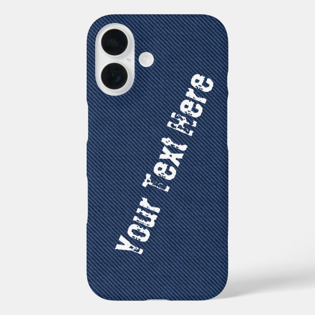 Faux Blue Denim iPhone Case with Custom Text (Back)
