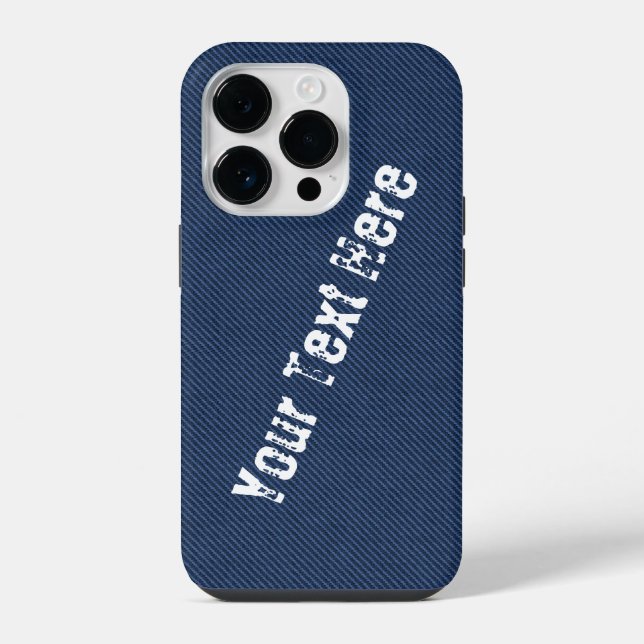 Faux Blue Denim iPhone Case with Custom Text (Back)