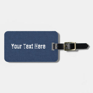 Faux Blue Denim Luggage Tag with Custom Text