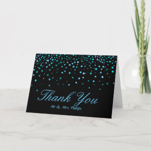 Faux Blue Foil Confetti Elegant Sparkles Thank You
