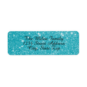 Faux Blue Glitter Address Labels