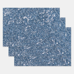 Faux Blue Glitter Texture Look-like Graphic Wrapping Paper Sheet