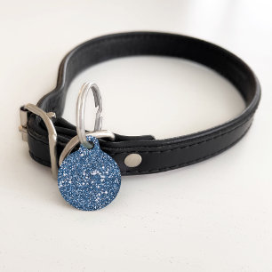 Faux Blue Glitter Texture Look & Pet's Info Pet Tag