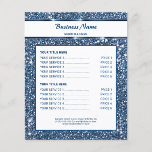 Faux Blue Glitter Texture Look With Custom Text Flyer