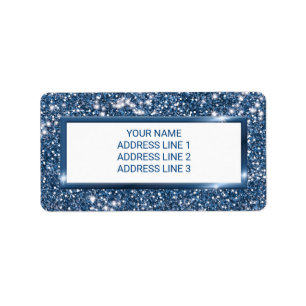 Faux Blue Glitter Texture Look With Custom Text Label