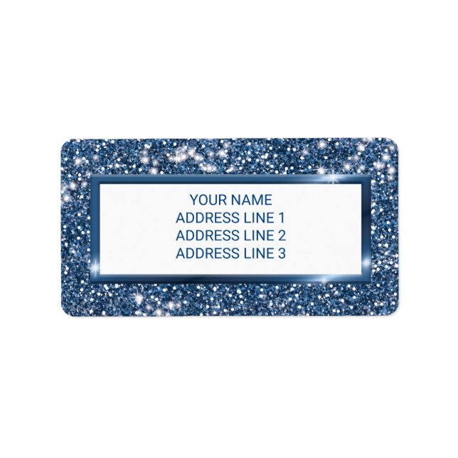 Faux Blue Glitter Texture Look With Custom Text Label (Front)