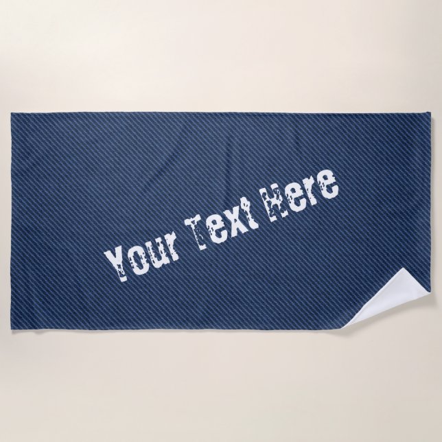 Faux Blue Jeans Beach Towel Your Custom Text Name (Front)