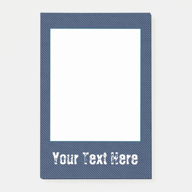 Faux Blue Jeans Denim Custom Text Post it Notes (Front)