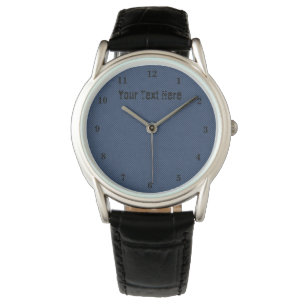 Faux Blue Jeans Denim Custom Text Watch
