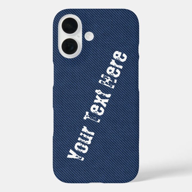 Faux Blue Jeans Denim iPhone Case with Custom Text (Back)