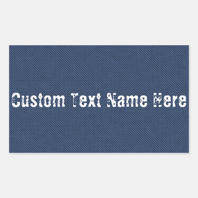 Faux Blue Jeans Fabric Cuatsom Text Name Sticker (Front)